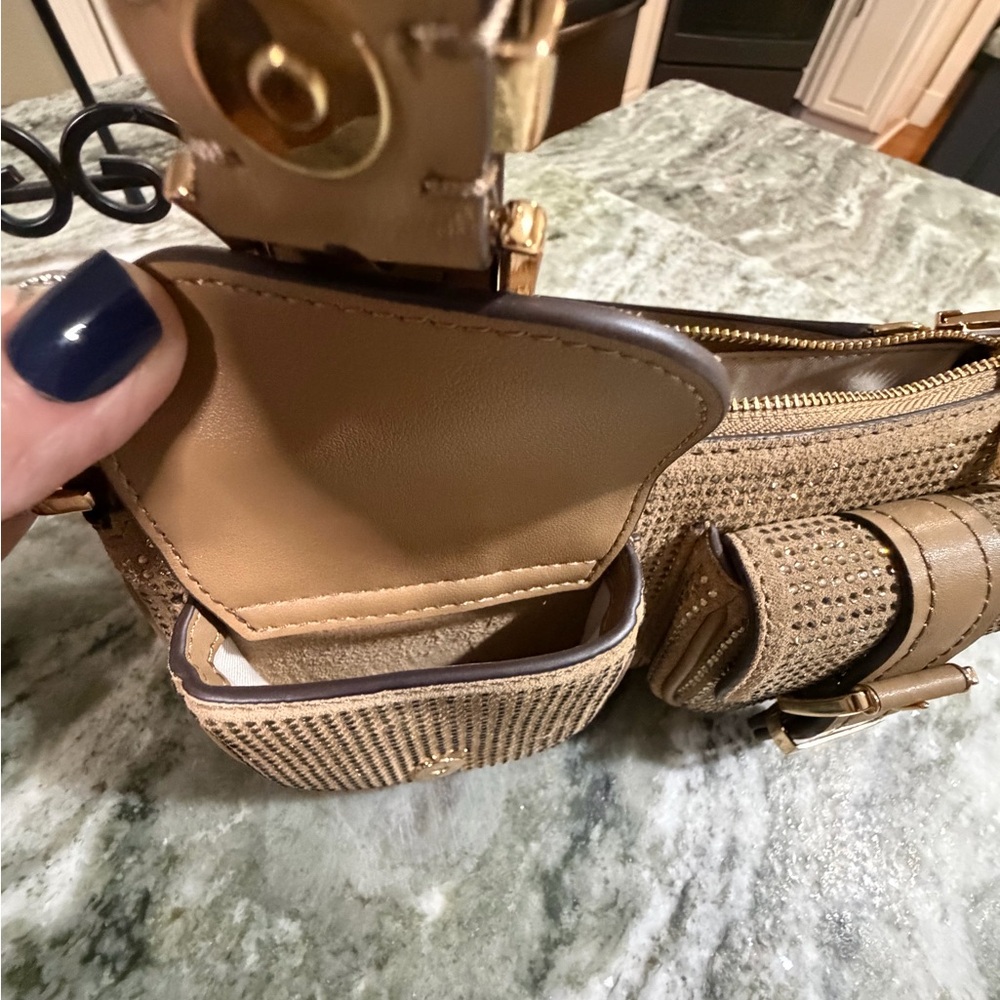 Michael Kors Zoe Small Rhinestoned Cargo Utility Shoulder Bag - Picture 4 of 6